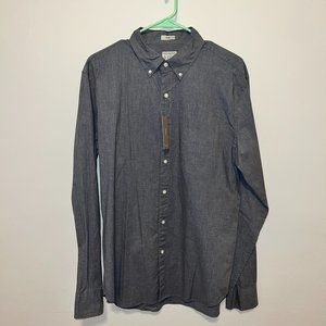 Lg - J. Crew Slim Stretch shirt - Smoky Slate - Organic Cotton